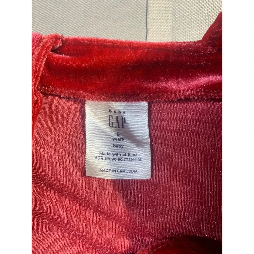 GAP Baby & Toddler Velour Bow Shift Dress size 5T Red